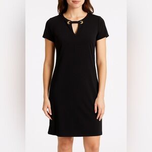 MICHAEL KORS Black Keyhole Dress w/ Gold Grommets – Size M